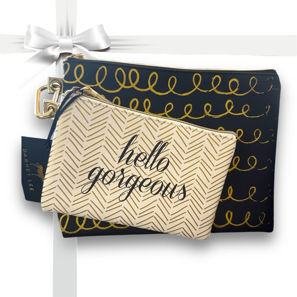 Dabney Lee New Set! Matching Black & Gold Pouch or Cosmetic Bag Set